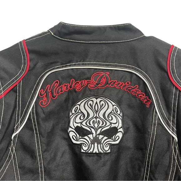 Harley-Davidson scroll Willie G skull embroidered motorcycle jacket women’s Med - Picture 4 of 13